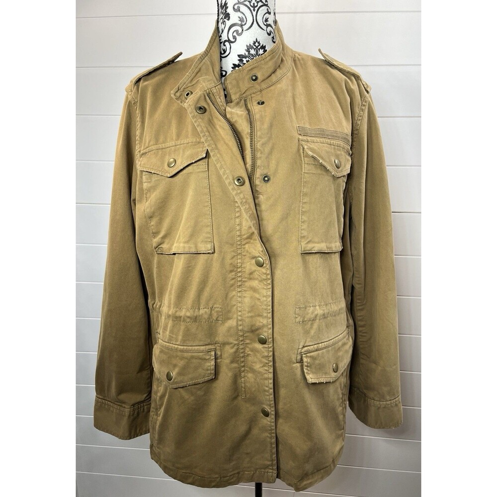VTG Gap Jacket Large Tan Zip Snap Military Utility Chore Work Gorpcore Unisex